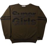 Toontoy Kız Çocuk Sweatshirt Super Girls Baskı Ve Taş Haki 14 YAŞ