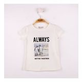 Toontoy Kız Çocuk T-Shirt Always Baskı Ekru 3 Yaş K-140