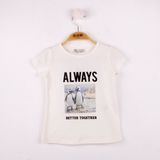 Toontoy Kız Çocuk T-Shirt Always Baskı Ekru 4 Yaş K-141