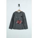 Toontoy Kiz Cocuk T-Shirt Ayicik Baski Pul Nakis