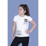 Toontoy Kız Çocuk T-Shirt Gçğsü Lazer Kesim Taşlı Ekru 10 Yaş K-128