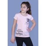 Toontoy Kız Çocuk T-Shirt Gçğsü Lazer Kesim Taşlı Pudra 8 YAŞ K-128