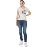 Toontoy Kız Çocuk T-Shirt Göğsü Lazer Kesim - 8 Yaş - Ekru
