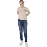 Toontoy Kız Çocuk T-Shirt Kalp Nakışlı - 10 Yaş - Bej