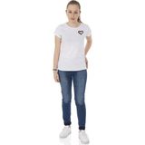 Toontoy Kız Çocuk T-Shirt Kalp Nakışlı - 8 Yaş - Beyaz
