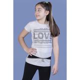 Toontoy Kız Çocuk T-Shirt Love Varak Baskı K.Melanj 8 Yaş K-127 - Kahverengi