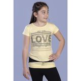 Toontoy Kız Çocuk T-Shirt Love Varak Baskı Sarı 14 Yaş K-130