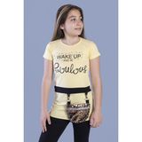 Toontoy Kız Çocuk T-Shirt Önü Çantalı - 12 Yaş - Sarı