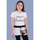 Toontoy Kız Çocuk T-Shirt Önü Çantalı - 8 Yaş - Ekru