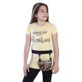 Toontoy Kız Çocuk T-Shirt Önü Çantalı - 8 Yaş - Sarı