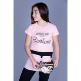 Toontoy Kız Çocuk T-Shirt Önü Çantalı Pembe 10 Yaş K-128
