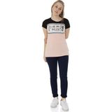 Toontoy Kız Çocuk T-Shirt Paris Pul Nakış 10 Yaş K-128 - Pudra