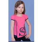 Toontoy Kız Çocuk T-Shirt Star Garnili Nakışlı Fuşya 6 YAŞ