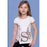 Toontoy Kız Çocuk T-Shirt Star Garnili Nakışlı Gri Melanj 7 YAŞ