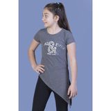 Toontoy Kız Çocuk T-Shirt What Baskı - 8 Yaş - Antrasit Melanj