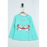 Toontoy Kız Çocuk T-Shirt Yaka İnci Taş Mint Yeşili 1 YAŞ