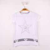 Toontoy Kız Çocuk T-Shirt Yıldız Baskı Beyaz 7 Yaş K-141