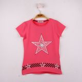 Toontoy Kız Çocuk T-Shirt Yıldız Baskı Fuşya 8 Yaş K-142