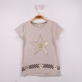 Toontoy Kız Çocuk T-Shirt Yıldız Baskı K.Melanj 8 Yaş K-142 - Kahverengi