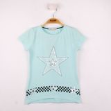Toontoy Kız Çocuk T-Shirt Yıldız Baskı M.Yeşili 5 Yaş K-139 - Mint