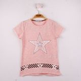 Toontoy Kız Çocuk T-Shirt Yıldız Baskı P.Melanj 8 Yaş K-142 - Pembe Melanj