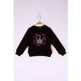 Toontoy Kız Çocuk Taç Baskılı Sweatshirt - 1 Yaş - Siyah