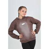 Toontoy Kız Çocuk Taş Dizaynlı Sweatshırt - Kahve - 13 - 14 Yaş
