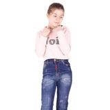 Toontoy Kız Çocuk Taş İşlemeli Kapşonlu Sweatshirt Pudra 8 YAŞ