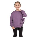 TOONTOY Kız Çocuk Taşlı Fiyonklu Sweatshirt, 6 Yaş, 24747, Mor, kız-çocuk
