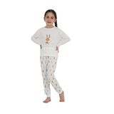 TOONTOY Kız Çocuk Tavşan Baskılı Pijama Takım 4 Yaş, 4 Yaş, 24893, Ekru, kız-çocuk