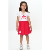 Toontoy Kız Çocuk Tavşan Çiçek Baskılı Elbise Koyu Fuşya 2 YAŞ