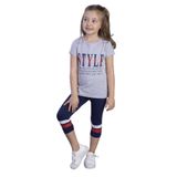 Toontoy Kız Çocuk Taytlı Takım Gri Melanj 6 YAŞ