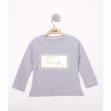 Toontoy Kız Çocuk Think Varaklı T-Shirt - 1 Yaş - Gri Melanj