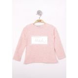 Toontoy Kız Çocuk Think Varaklı T-Shirt - 1 Yaş - Pembe Melanj