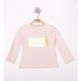 Toontoy Kız Çocuk Think Varaklı T-Shirt - 1 Yaş - Pudra