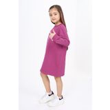 Toontoy Kız Çocuk Tn Baskılı Elbise Mürdüm 6-7 YAŞ