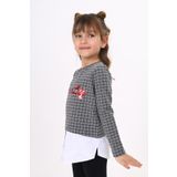 Toontoy Kız Çocuk Trendy Pullu Nakış Sweatshirt - 5 Yaş - Antrasit Melanj