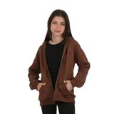 Toontoy Kız Çocuk TT Nakışlı Hırka Kahverengi 6-7 YAŞ