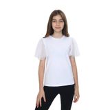TOONTOY Kız Çocuk Tüllü Tişört 12-13 Yaş, 12-13 Yaş, 24762, Beyaz, Kız çocuk