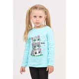 Toontoy Kız Çocuk Üçlü Kedi Baskılı Sweatshirt - 3 Yaş - Turkuaz