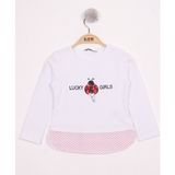 Toontoy Kız Çocuk Uğur Böceği Nakışlı T-Shirt - 1 Yaş - Beyaz