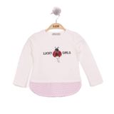 Toontoy Kız Çocuk Uğur Böceği Nakışlı T-Shirt - 1 Yaş - Ekru