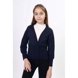 Toontoy Kız Çocuk V Yaka Düğmeli Düşük Omuz Korse Kesim Örme Okul Hırkası - 2 İplik Kaşkorse