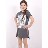 Toontoy Kız Çocuk Varak Baskılı Kapüşonlu T-Shirt - 8 Yaş - Antrasit Melanj