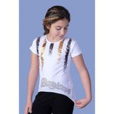 Toontoy Kız Çocuk Varak Baskılı Taş Işlemeli T-Shirt - 12 Yaş - Beyaz