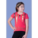 Toontoy Kız Çocuk Varak Baskılı Taş Işlemeli T-Shirt - 12 Yaş - Nar Çiçeği