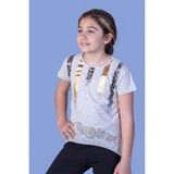 Toontoy Kız Çocuk Varak Baskılı Taş Işlemeli T-Shirt - 14 Yaş - Bej