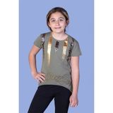 Toontoy Kız Çocuk Varak Baskılı Taş Işlemeli T-Shirt - 14 Yaş - Haki
