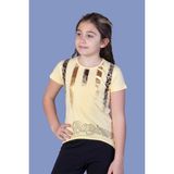 Toontoy Kız Çocuk Varak Baskılı Taş Işlemeli T-Shirt - 14 Yaş - Sarı