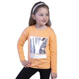 Toontoy Kız Çocuk Varak Baskılı Tişört Turuncu 8 YAŞ